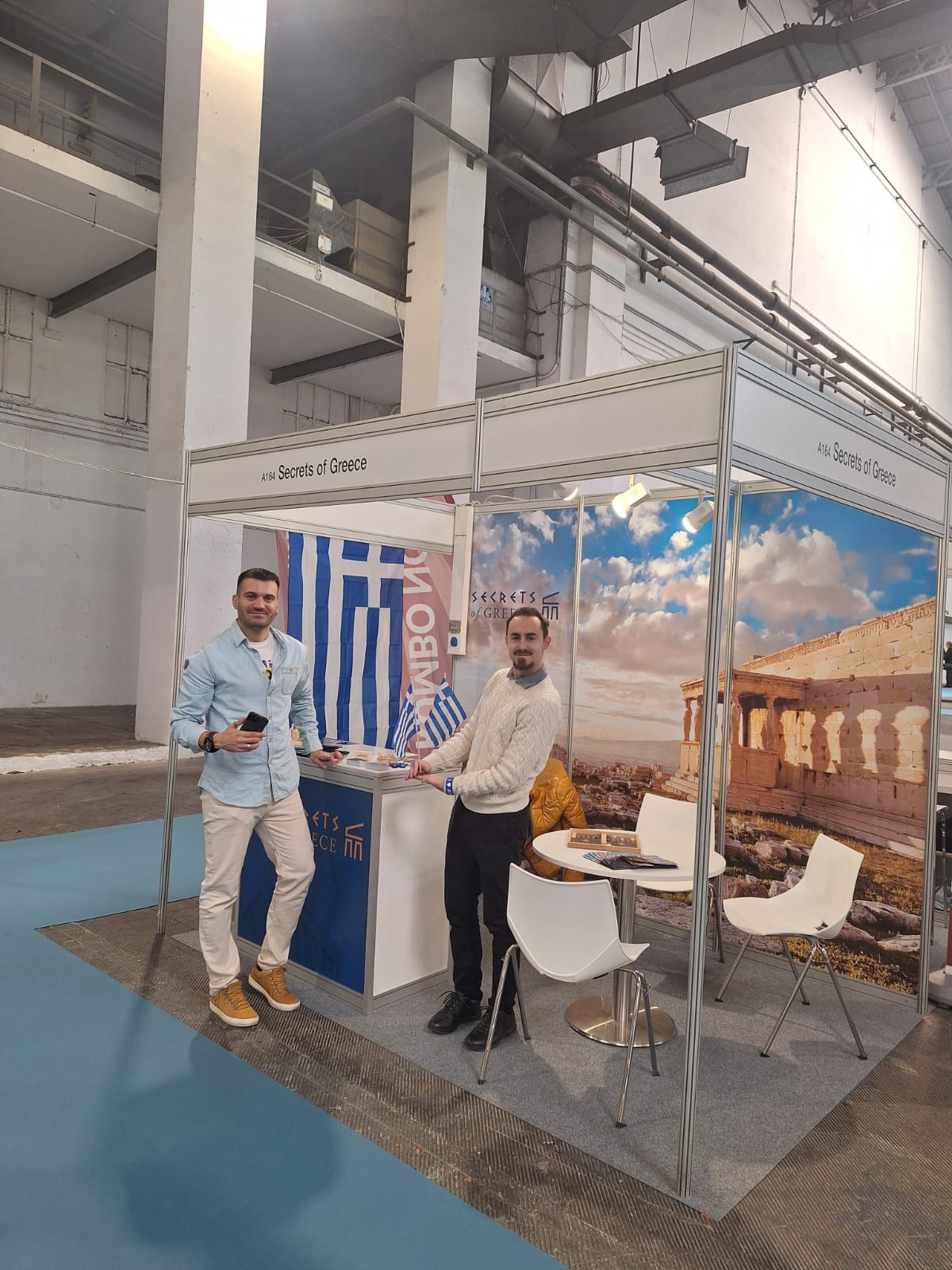 Stand de Secrets of Greece en un evento de turismo en Barcelona